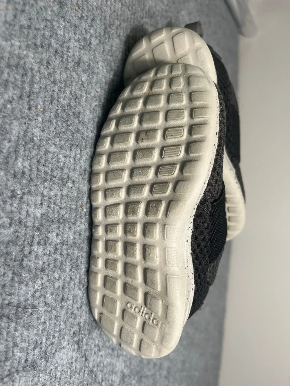 adidas Kids Gray Slip-On Mesh Sneakers with Black Logo Band